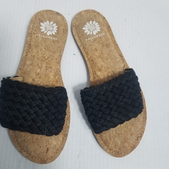 Yellow Box Black Woven Sandals - Picture 7 of 13